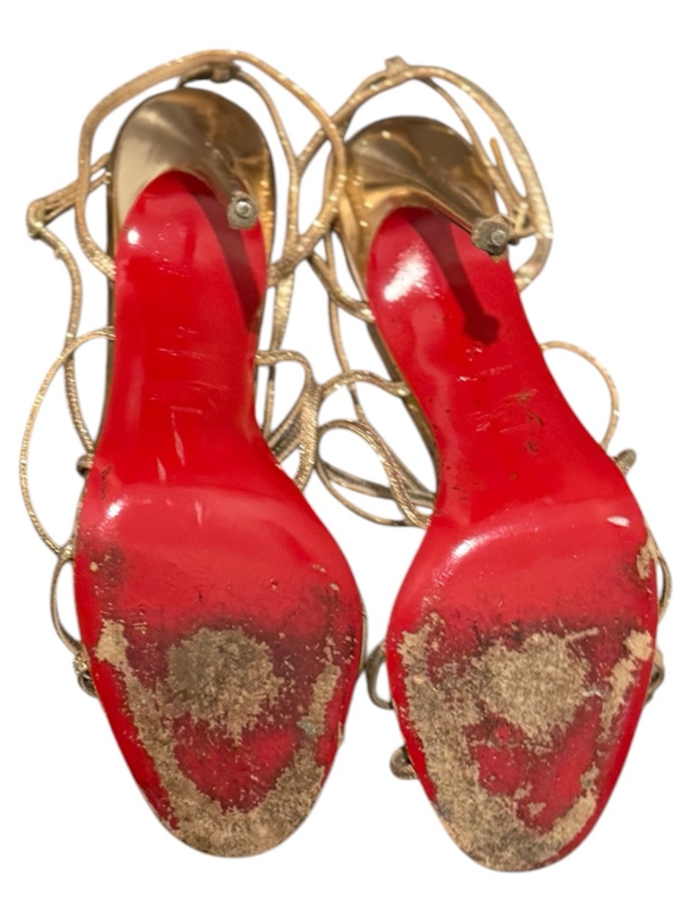 Vintage Christian Louboutin Gold Strappy Sandals Heels Women’s EU 40 - Picture 6 of 7
